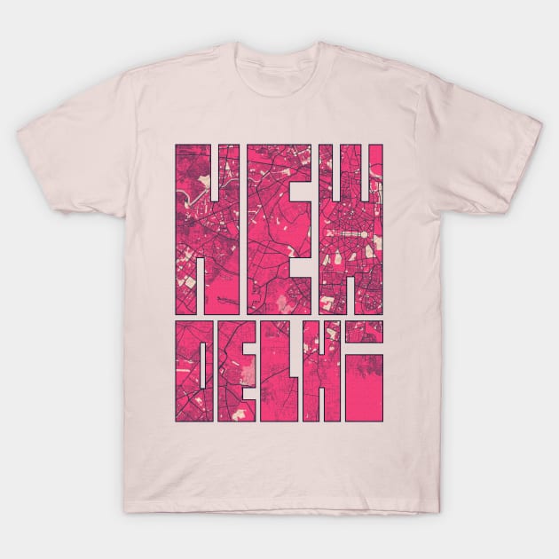 New Delhi, India City Map Typography - Blossom T-Shirt by deMAP Studio